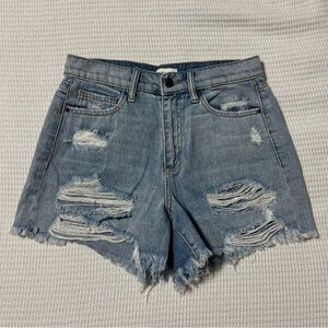 Women’s Distressed Light Blue Denim Shorts